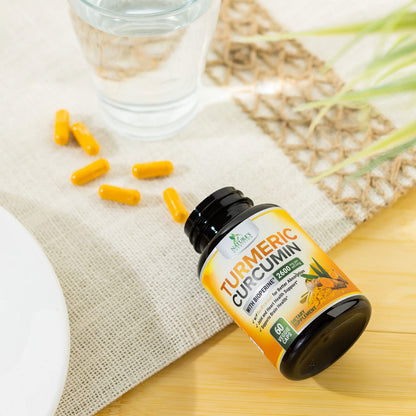 Turmeric Curcumin 2600mg with BioPerine – 95% Curcuminoids | Organic Turmeric, Vegan, Non-GMO | 60 Capsules | Made in USA