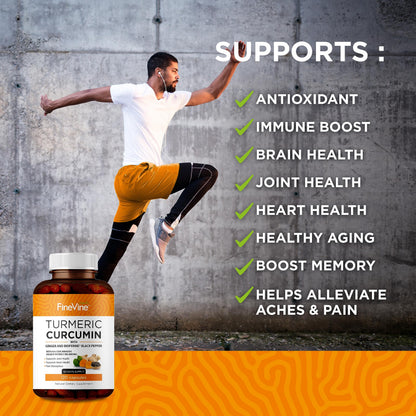 Turmeric Curcumin with BioPerine, Black Pepper & Ginger — Made in USA | 120 Vegetarian Capsules