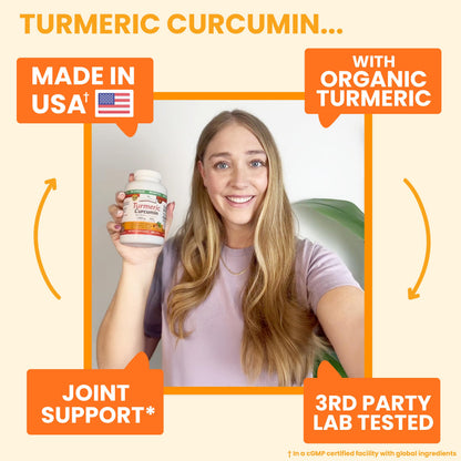 Turmeric Curcumin with Black Pepper – Organic, 1965mg, 200 Capsules