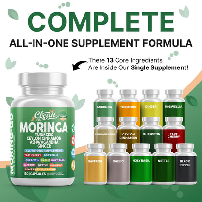 Moringa Powder Capsules + Turmeric Moringa Leaf – Clean Nutra Moring-Go