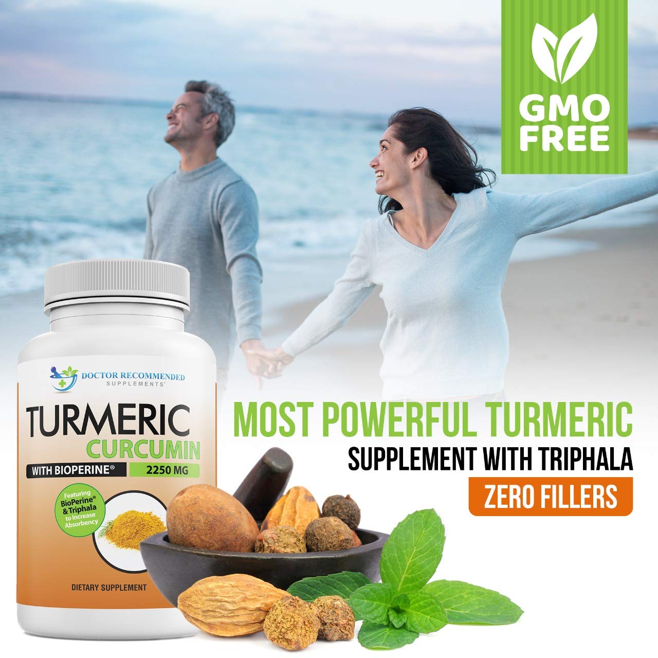 Turmeric Curcumin Supplement 2250mg/day - Veggie Caps | 95% Curcuminoids + BioPerine - 180 Count - Organic