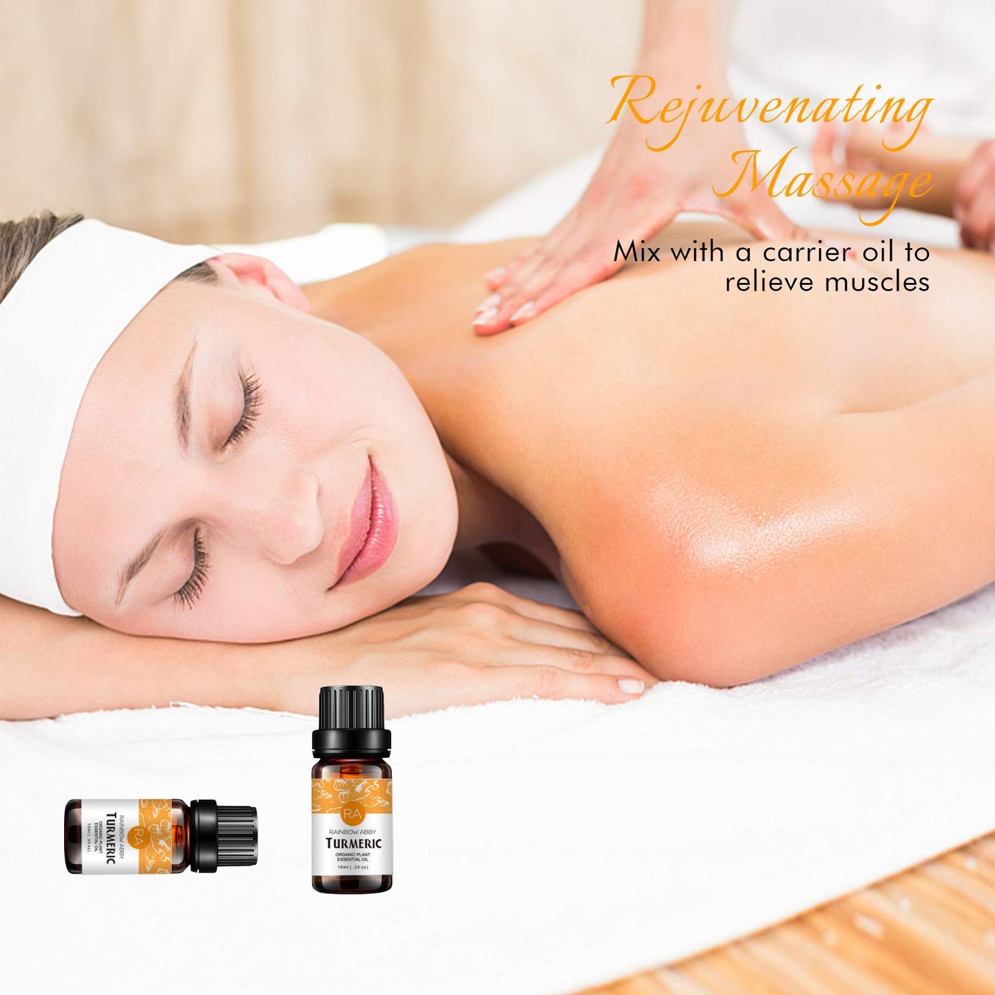 2-Pack Turmeric Essential Oil 100% Pure Organic Plant Oil for Diffuser, Hair & Skin Care - 2x10ml | Rainbow Abby