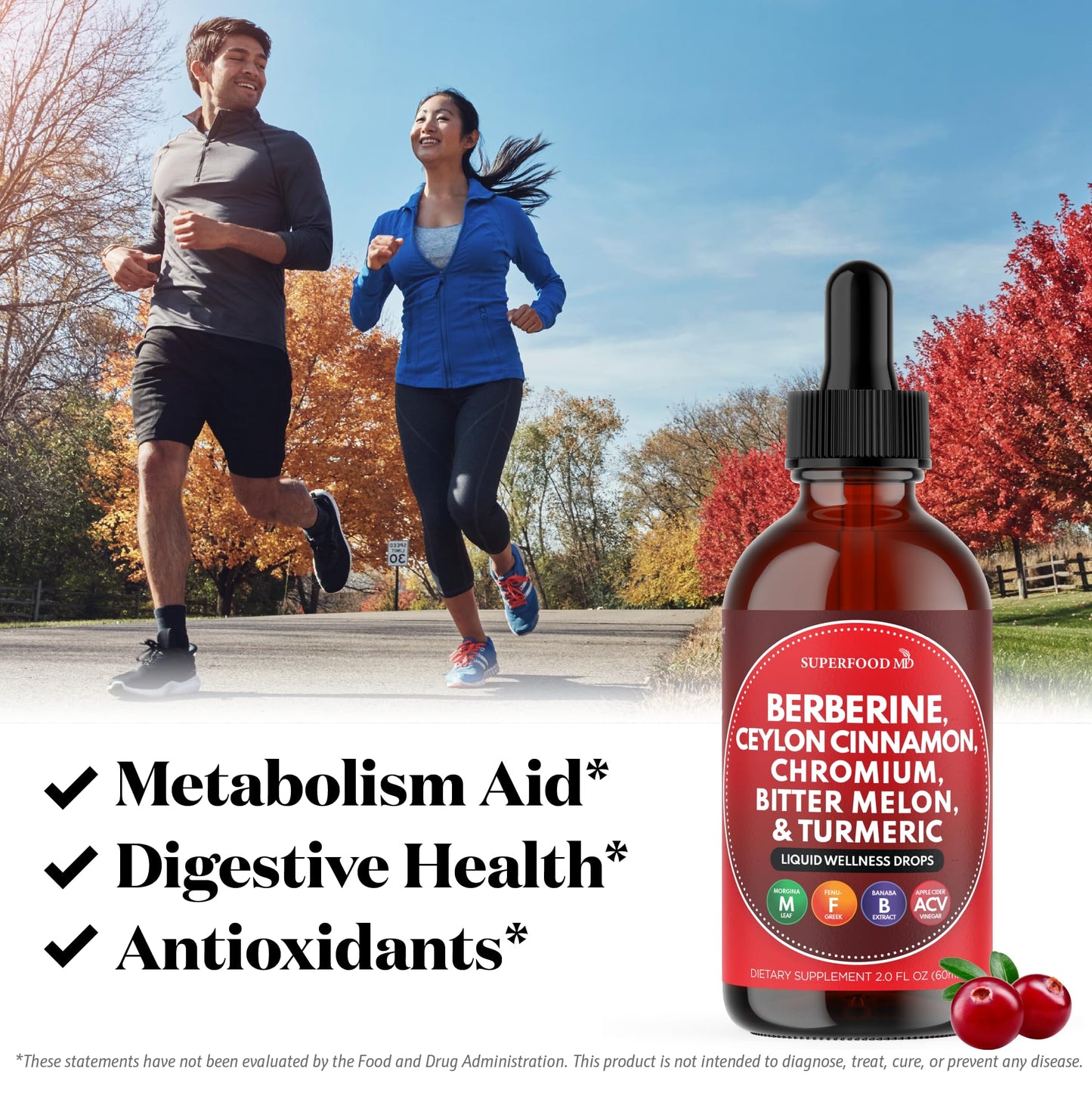 Berberine with Ceylon Cinnamon Liquid Drops – Immune Support & Metabolic Health 4oz
