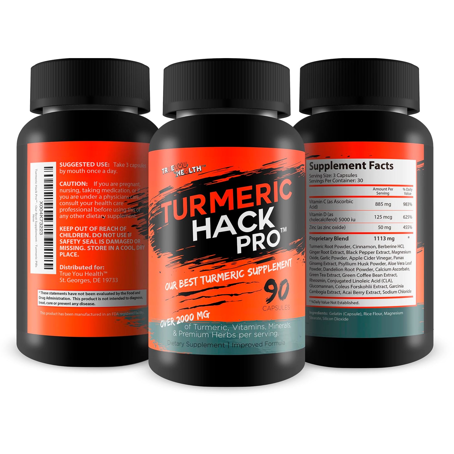 Turmeric Hack Pro - High-Absorption Turmeric Curcumin with Black Pepper & Ginger