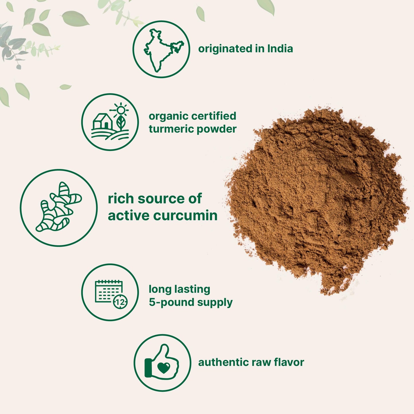 Organic Turmeric Powder 5 lbs | Rich in Curcumin | Non-GMO & Vegan | India Origin