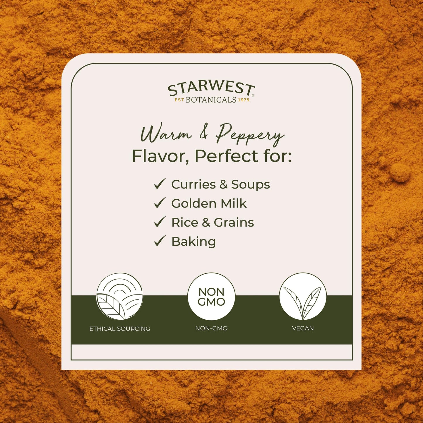 Starwest Organic Ground Turmeric Powder - 1 lb, Kosher, Non-GMO
