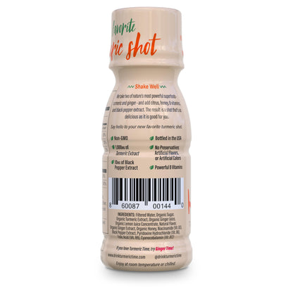 Turmeric Time Turmeric Shots – Ginger, Citrus & Honey, 12 Pack | Non-GMO
