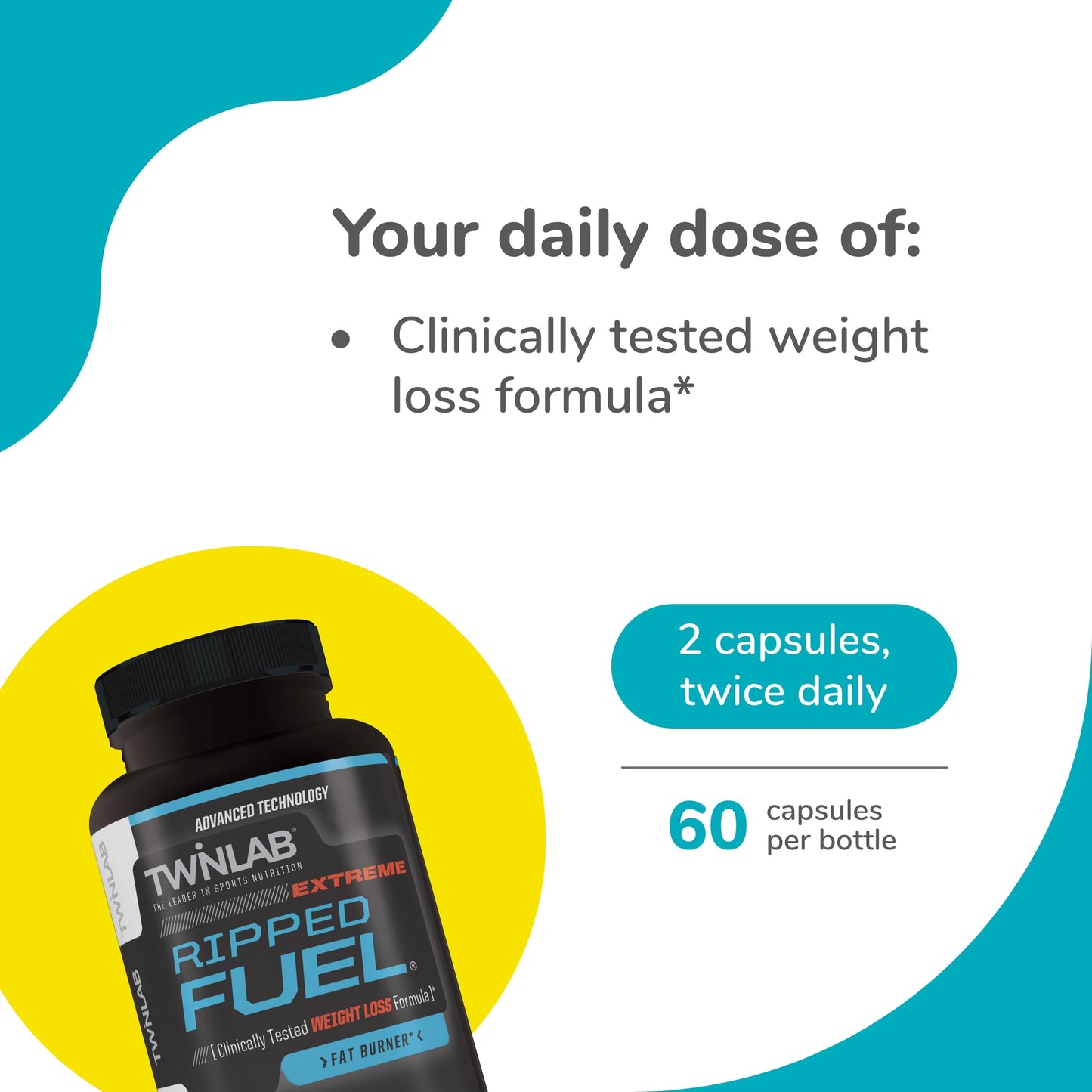 Twinlab Ripped Fuel Extreme - Energy Supplement for Weight Management & Muscle Health - 60 Capsules