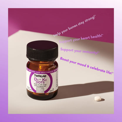 Twinlab Vit D3 1000 IU & K2 Dots, 3 Pack - Vitamin D3 + K2