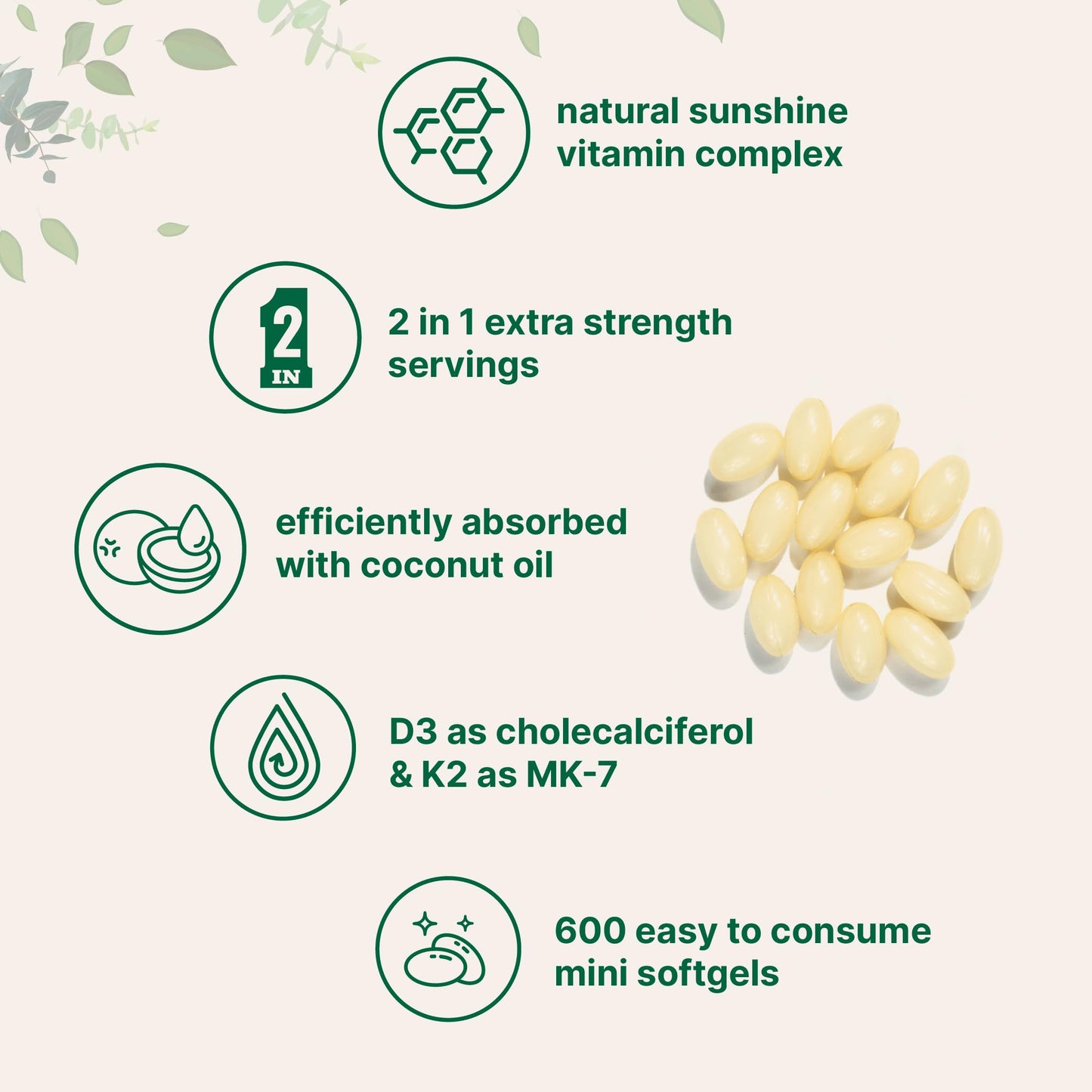 Vitamin D3 10,000 IU + K2 MK-7 200 mcg (2 Pack) Softgels | 600 Count | Virgin Coconut Oil