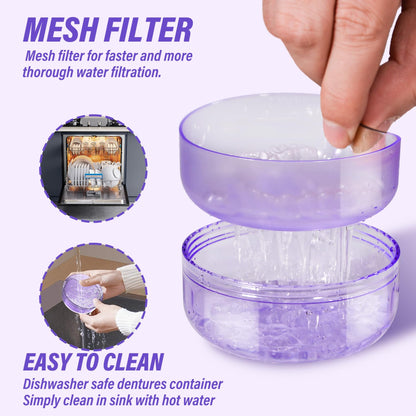 2-in-1 Retainer Case & No-Leak Denture Bath Box - Portable Cleaning