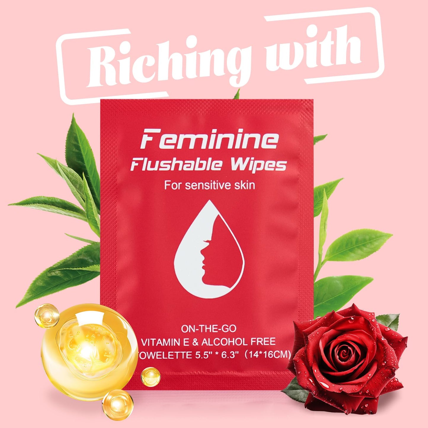 twoworld Feminine Wipes – Travel-Size, Flushable Wet Wipes for Women (Individually Wrapped)