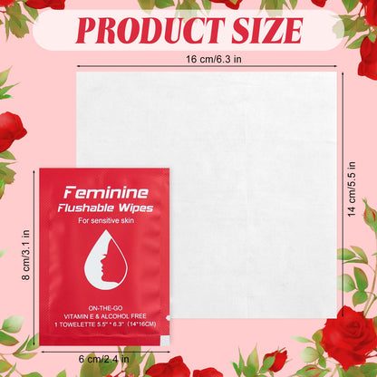 twoworld Feminine Wipes – Travel-Size, Flushable Wet Wipes for Women (Individually Wrapped)