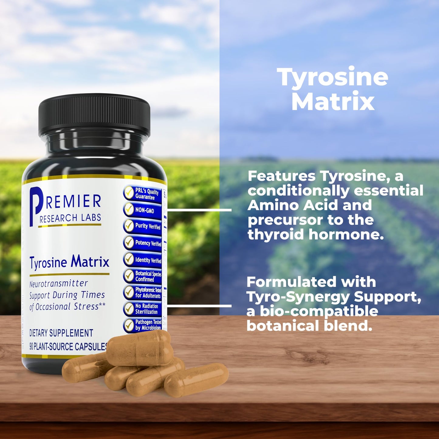 Premier Tyrosine Matrix – L-Tyrosine 944mg Capsules, 90 Vegetarian Capsules