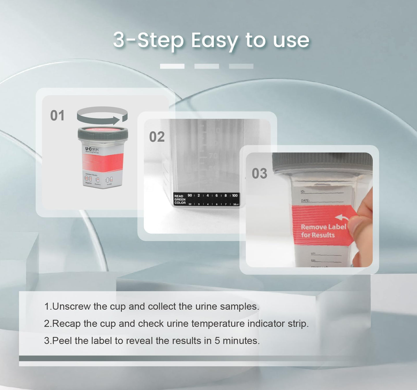 U Catch 5 Pack 12-Panel Drug Test Kit – Temperature Strip Urine Cup