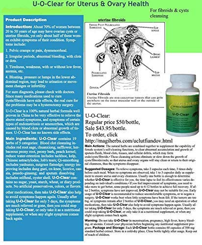 U-O-Clear Assure Ovary & Uterus Health - 500 mg - 60 Capsules | 19 Natural Herbs