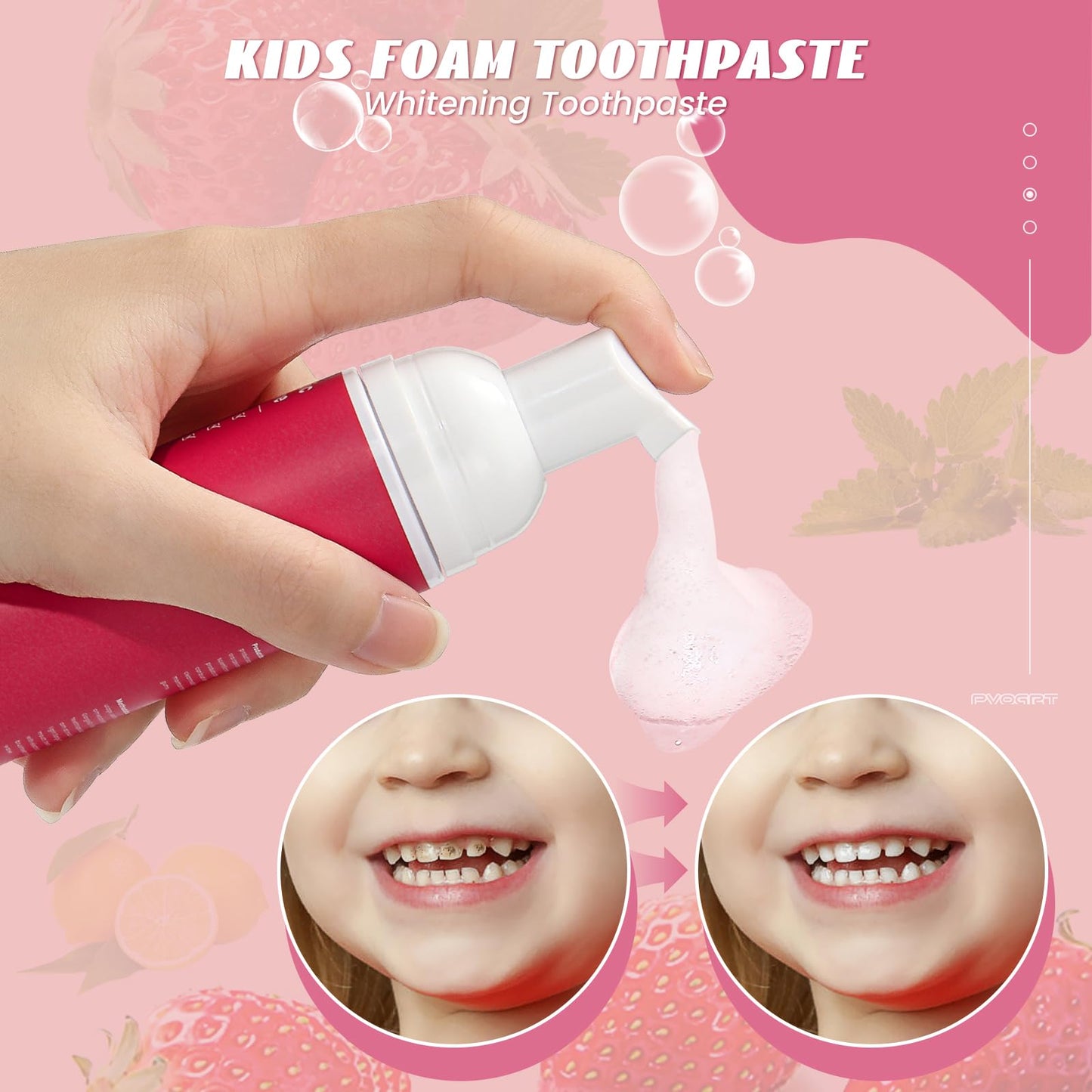 Fluoride Free Foam Kids Toothpaste – Mint Strawberry, Travel Size