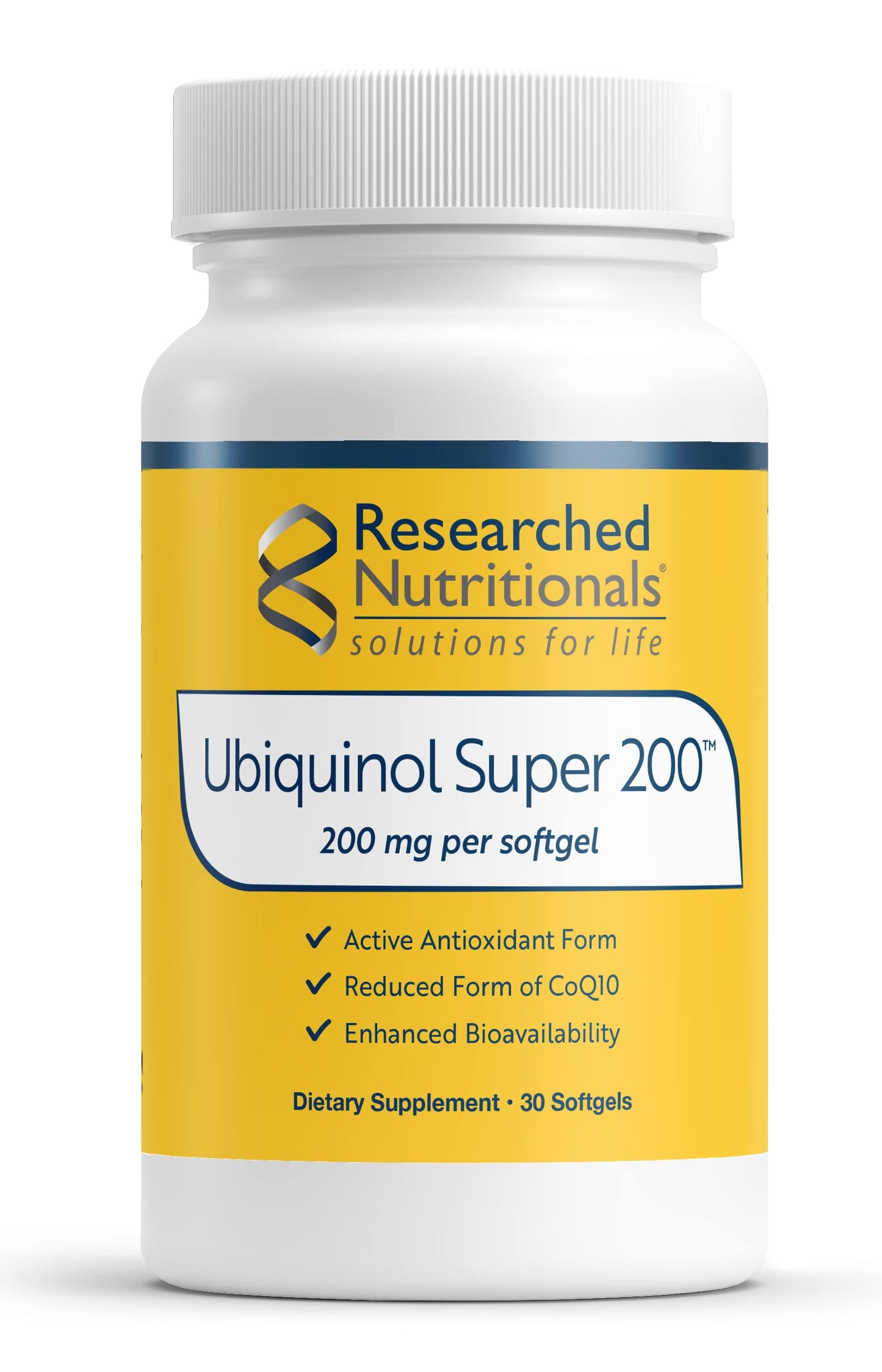 Researched Nutritionals Ubiquinol Super 200 - Enhanced Absorption CoQ10 200mg Softgels