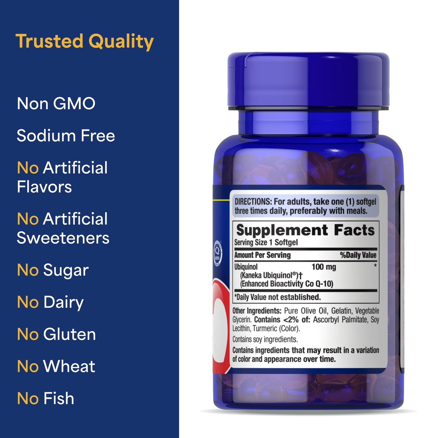 Puritan's Pride Ubiquinol 100 mg – Cardiovascular Health | 60 Rapid Release Softgels