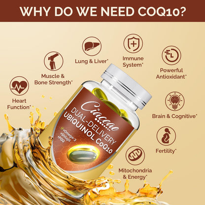 Ubiquinol CoQ10 600 mg Softgels – Dual-Delivery with Omega-3, Shilajit & PQQ, 120 Servings