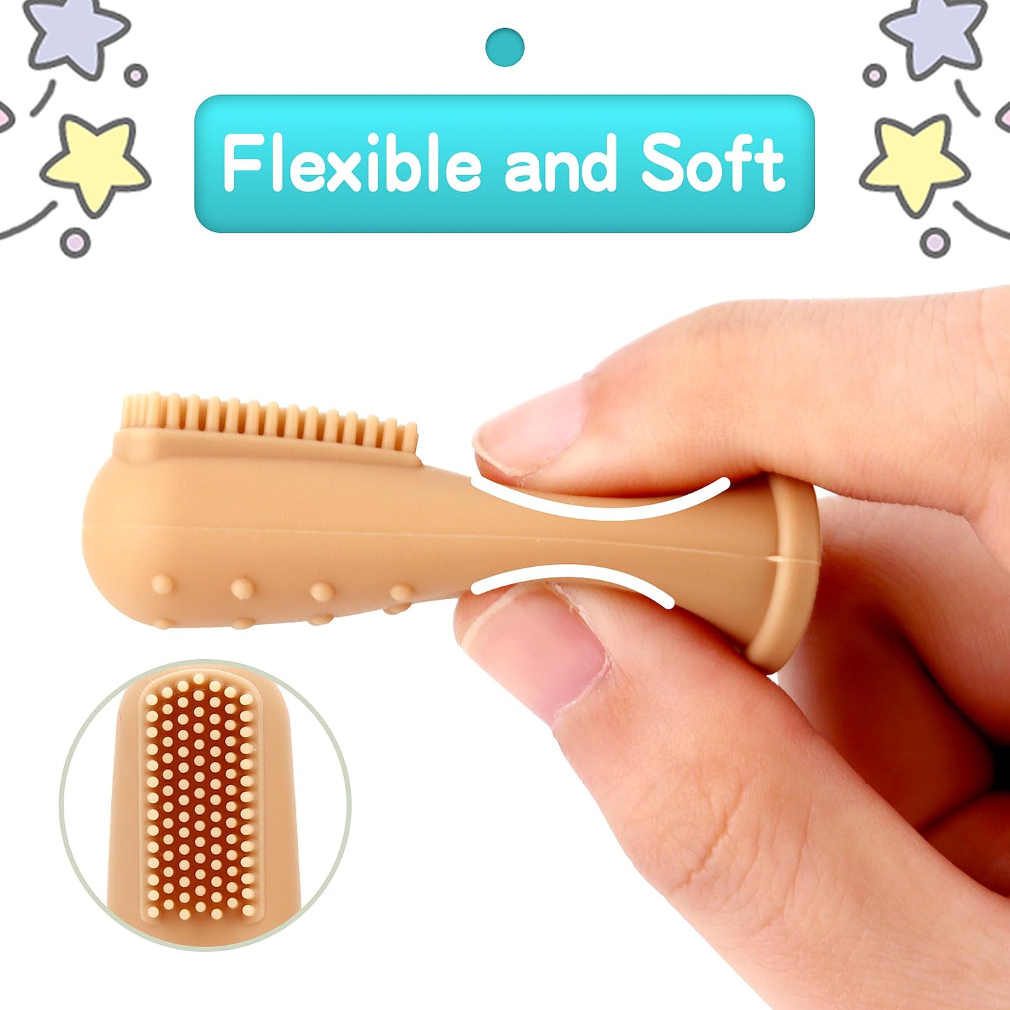 UHFi Baby Finger Toothbrush Kit – Oral Cleaner for 0-36 Months, Clay/Mint + 30pcs