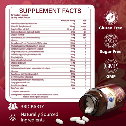UIMISX Brain Supplement – Mental Alertness, Memory, Focus & Energy | 90 Capsules