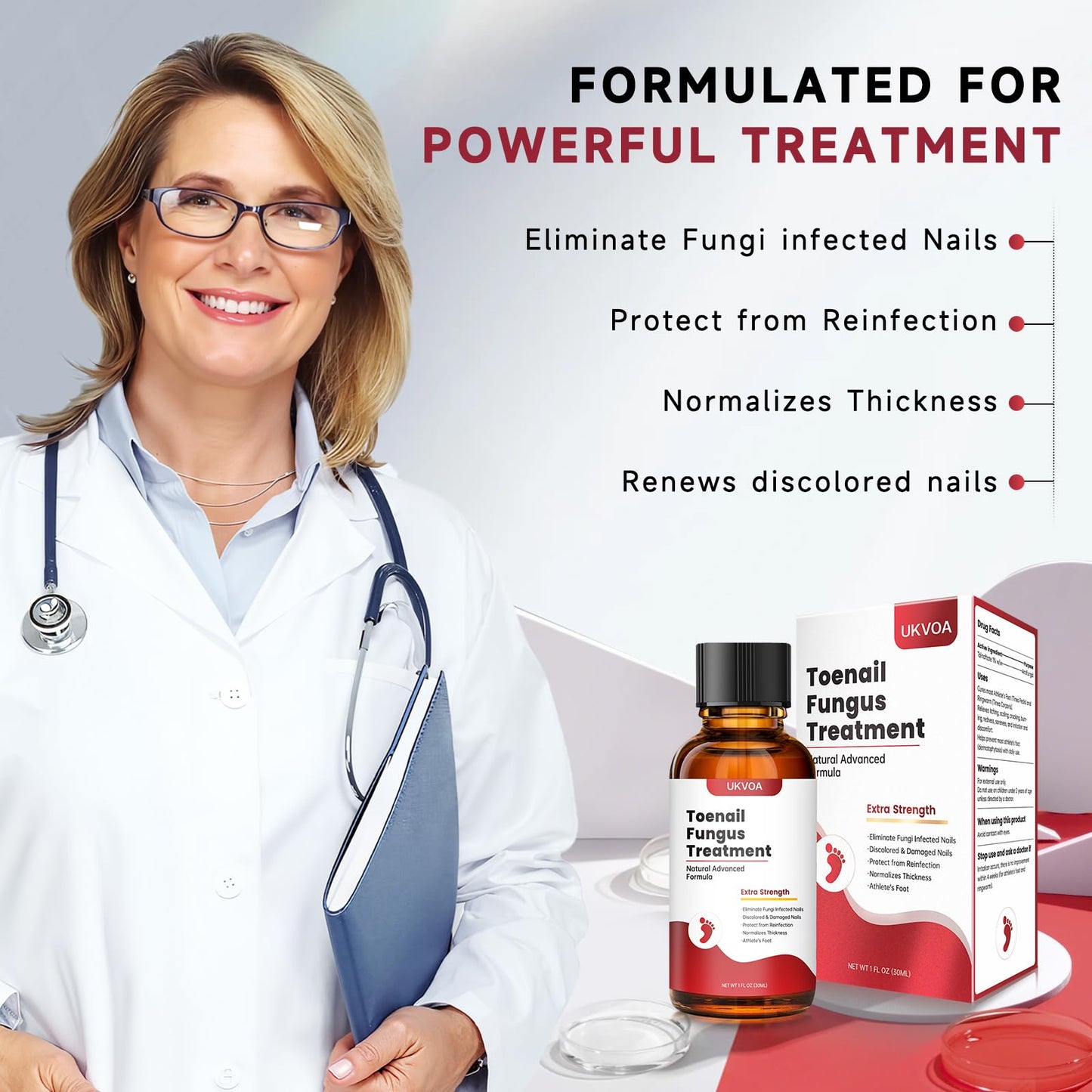 UKVOA Toenail Fungus Treatment Extra Strength Upgraded – Nail Repair for Thick, Discolored Nails