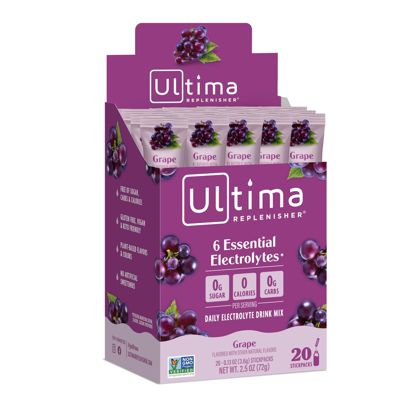 Ultima Replenisher Hydrating Electrolyte Powder – Grape, 20 Count