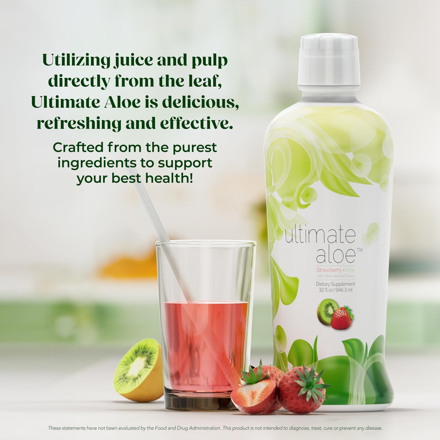 Ultimate Aloe Aloe Vera Juice – Gut Health, Digestive Comfort, Immune Support (Strawberry Kiwi, 16 Servings)