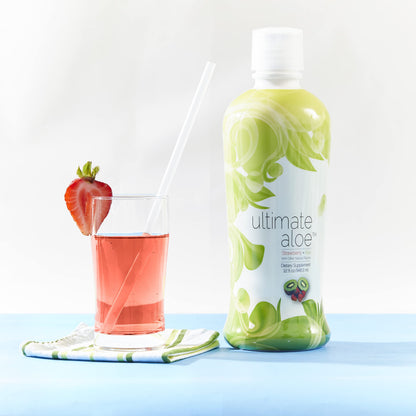 Ultimate Aloe Aloe Vera Juice – Gut Health, Digestive Comfort, Immune Support (Strawberry Kiwi, 16 Servings)
