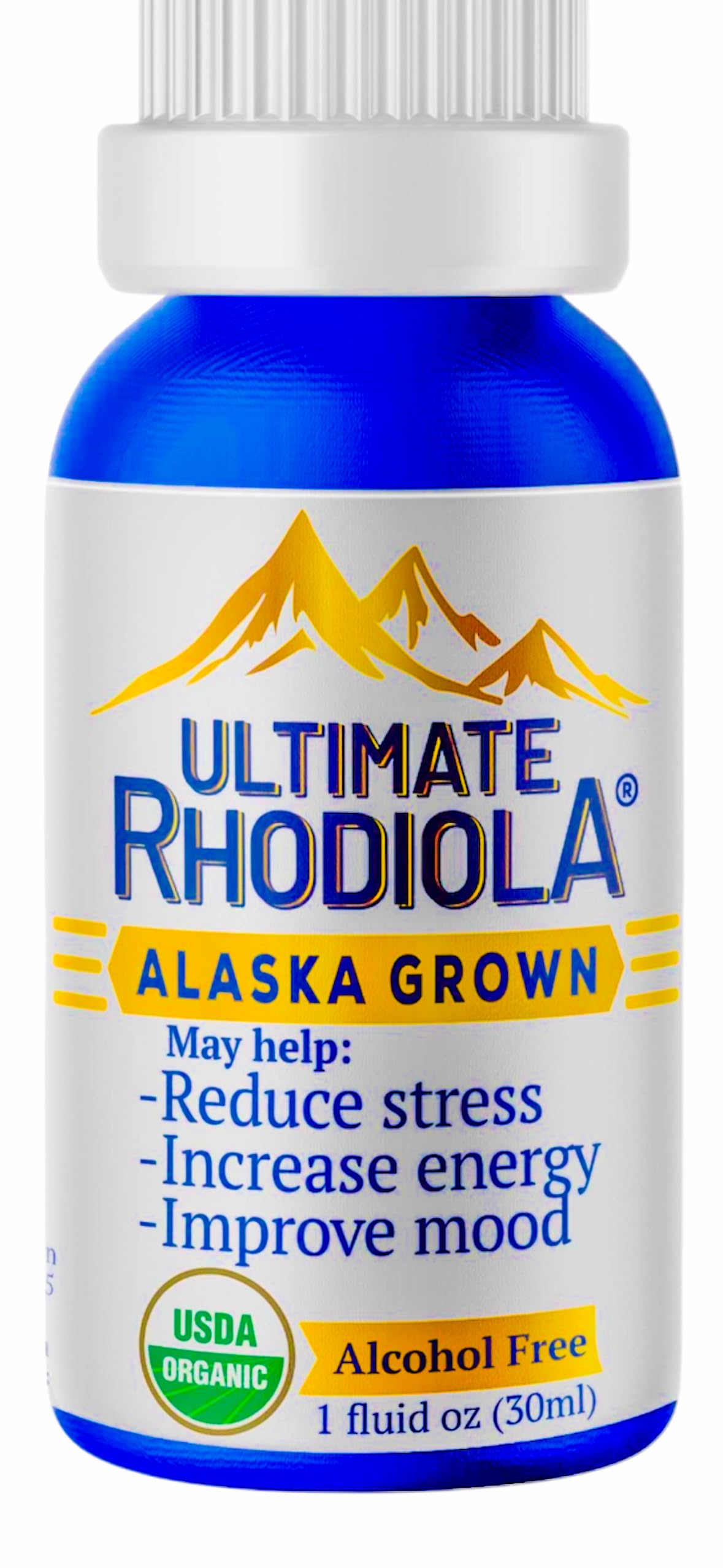 Ultimate Rhodiola® Alaska Grown, Alcohol Free, Certified Organic Rhodiola rosea Tincture, CO2 extracted, Reduce Stress, Improve Energy and Mood, Adaptogen, Nootropic, 3rd Party Tested