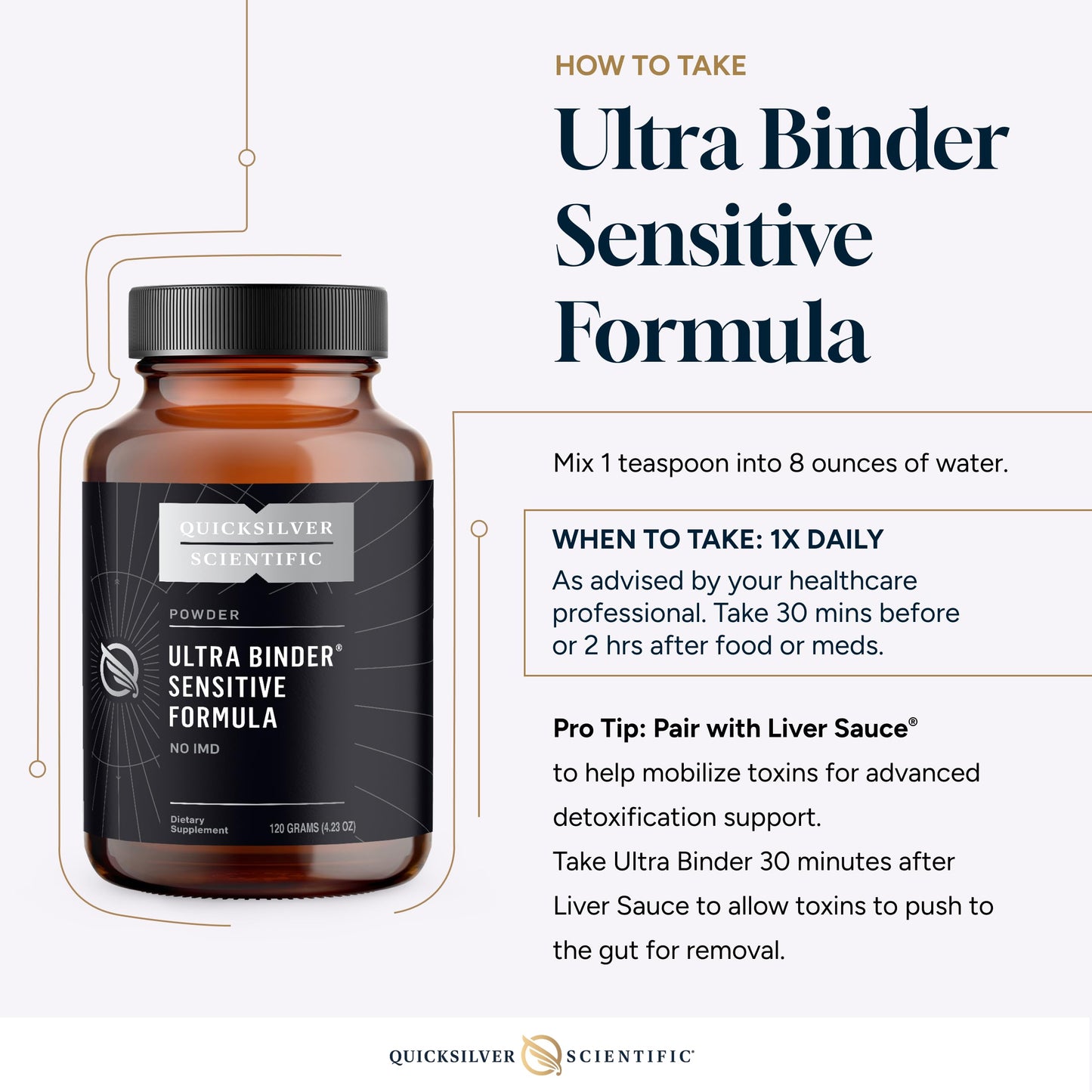 Quicksilver Scientific Ultra Binder Sensitive Formula – Gut Health Support (120g)