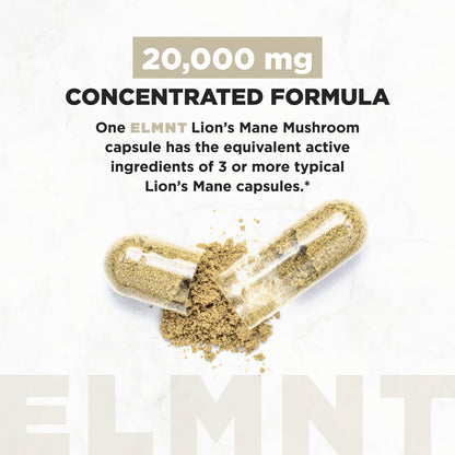 20,000mg 16x Strength Lions Mane Supplement Capsules Super Nootropic w. Ashwagandha & Rhodiola - Highest Potency Lion's Mane Mushroom Extract 50% Polysaccharides Brain Supplements for Memory and Focus