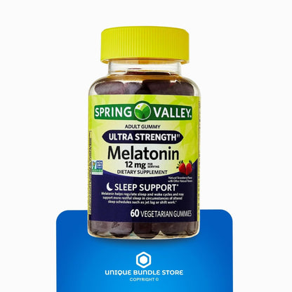 Ultra Strength Melatonin 12mg Gummies – Strawberry, 60 Gummies (Pack of 2)