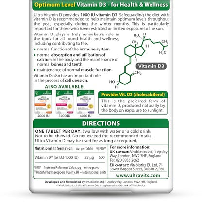 Ultra Vitamin D Tablets by Vitabiotics – 96 (Vitamin D3) for Immune & Bone Health