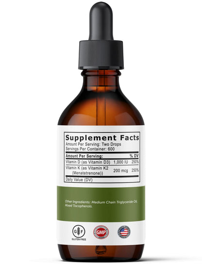 Ultra6 Nutrition Vitamin D3 & K2 Drops – Liquid D3 with K2 (USA Made, 30 ml)