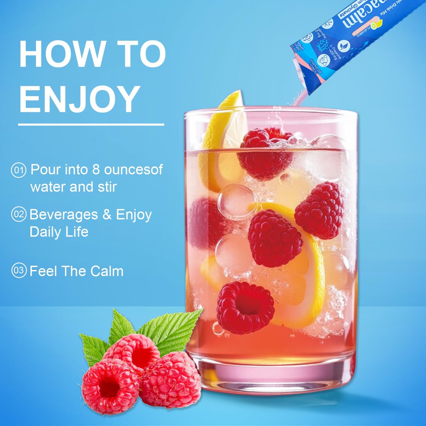 UltraCalm Raspberry Lemonade Sleep & Stress Drink – 30 Servings