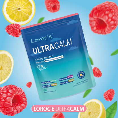 UltraCalm Magnesium Drink for Sleep & Stress Relief – Raspberry Lemonade (30 Servings)