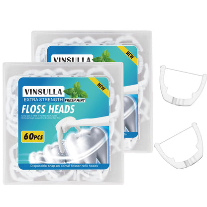 Ultraclean Access Flosser Refill Heads – Mint, 60 Count (Pack of 2), Compatible with Listerine Ultraclean Access Flosser
