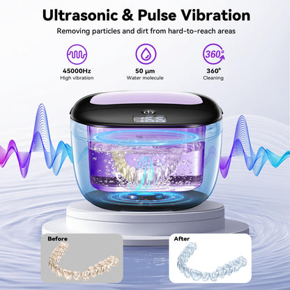 Ultrasonic Retainer Cleaner 45kHz | 150ML | 2 Modes | Travel Design