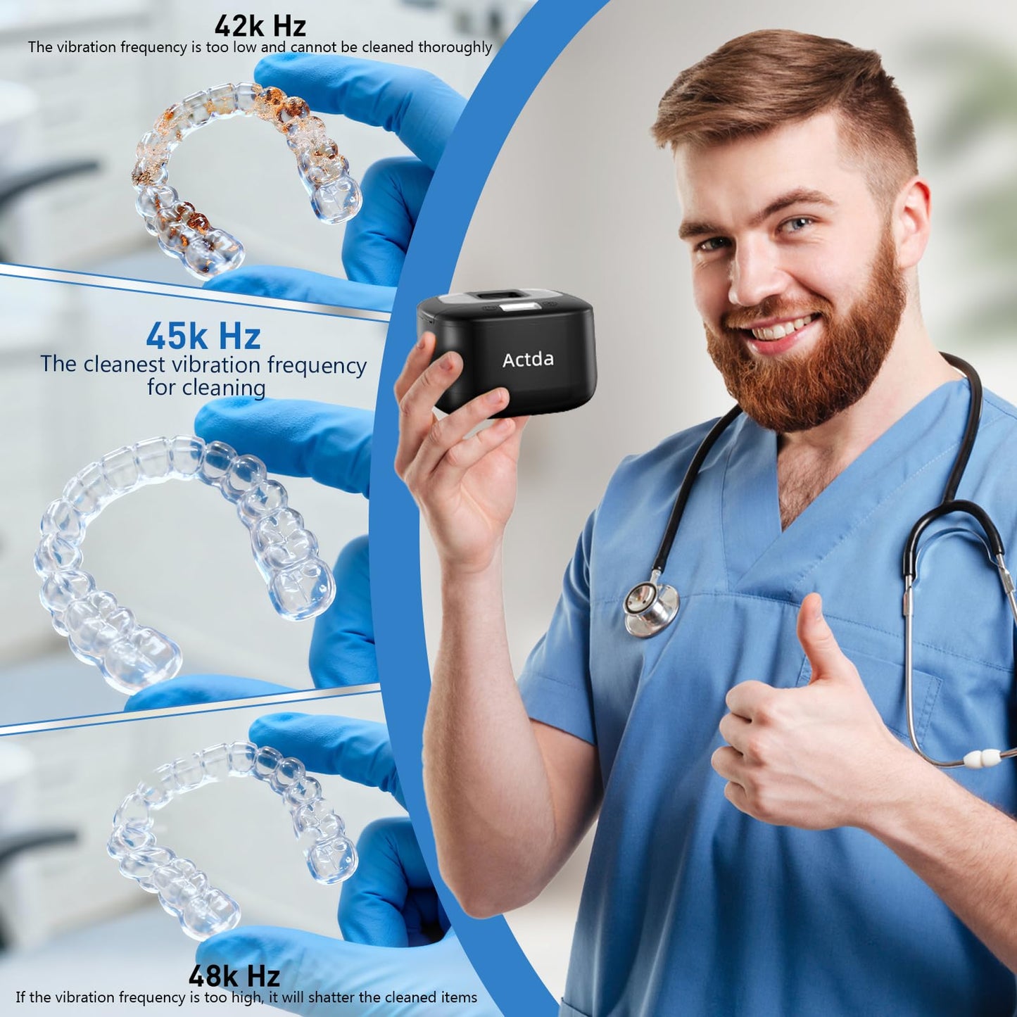 Ultrasonic Retainer Cleaner – Wireless Pro Sonic Dental Cleaning (Black)