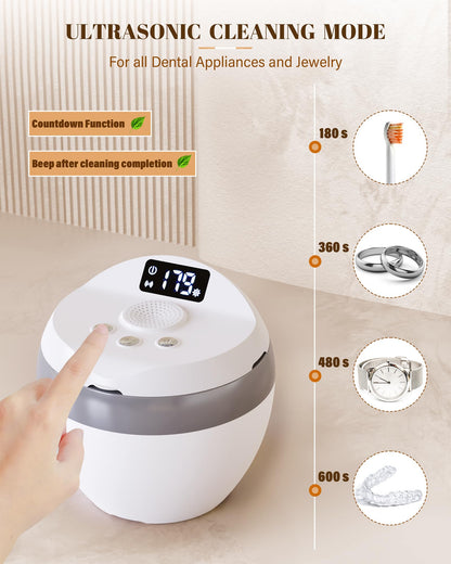 Ultrasonic Retainer Cleaner 200ML – 45kHz Dentures, Mouthguards & Jewelry