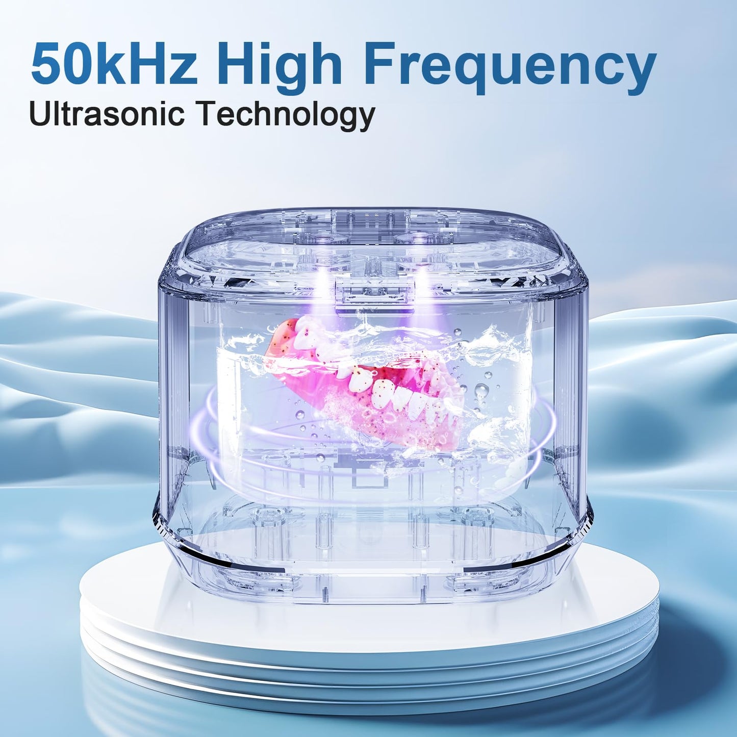 50kHz Ultrasonic Retainer Cleaner – 300mL Dental Cleaner for Aligners & Braces