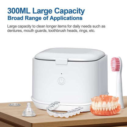 50kHz Ultrasonic Retainer Cleaner – 300mL Dental Cleaner for Aligners & Braces