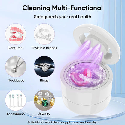 Ultrasonic Retainer Cleaner 45kHz – 180ml, 2 Modes for Dentures, Aligners & Jewelry