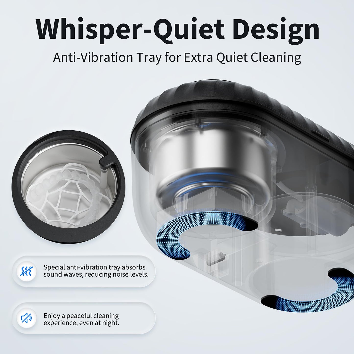 Ultrasonic Retainer Cleaner with Cleaning, Pumping, and Air-Drying Functions, 45kHz Retainer Cleaner Machine, 200ml Denture Cleaner for Dentures, Mouth Guards, Braces, Toothbrush Heads, Jewelry
