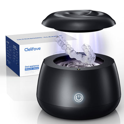 Ultrasonic Retainer Cleaner Machine 48kHz – 200ml Cleaning Pod (Black) for Aligners & Dentures