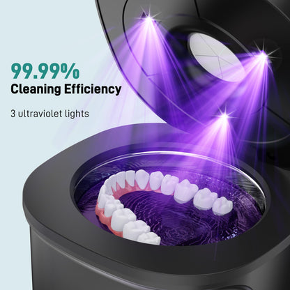 Ultrasonic Retainer Cleaner with UV Light - 45kHz Cleaning Pod (Black)