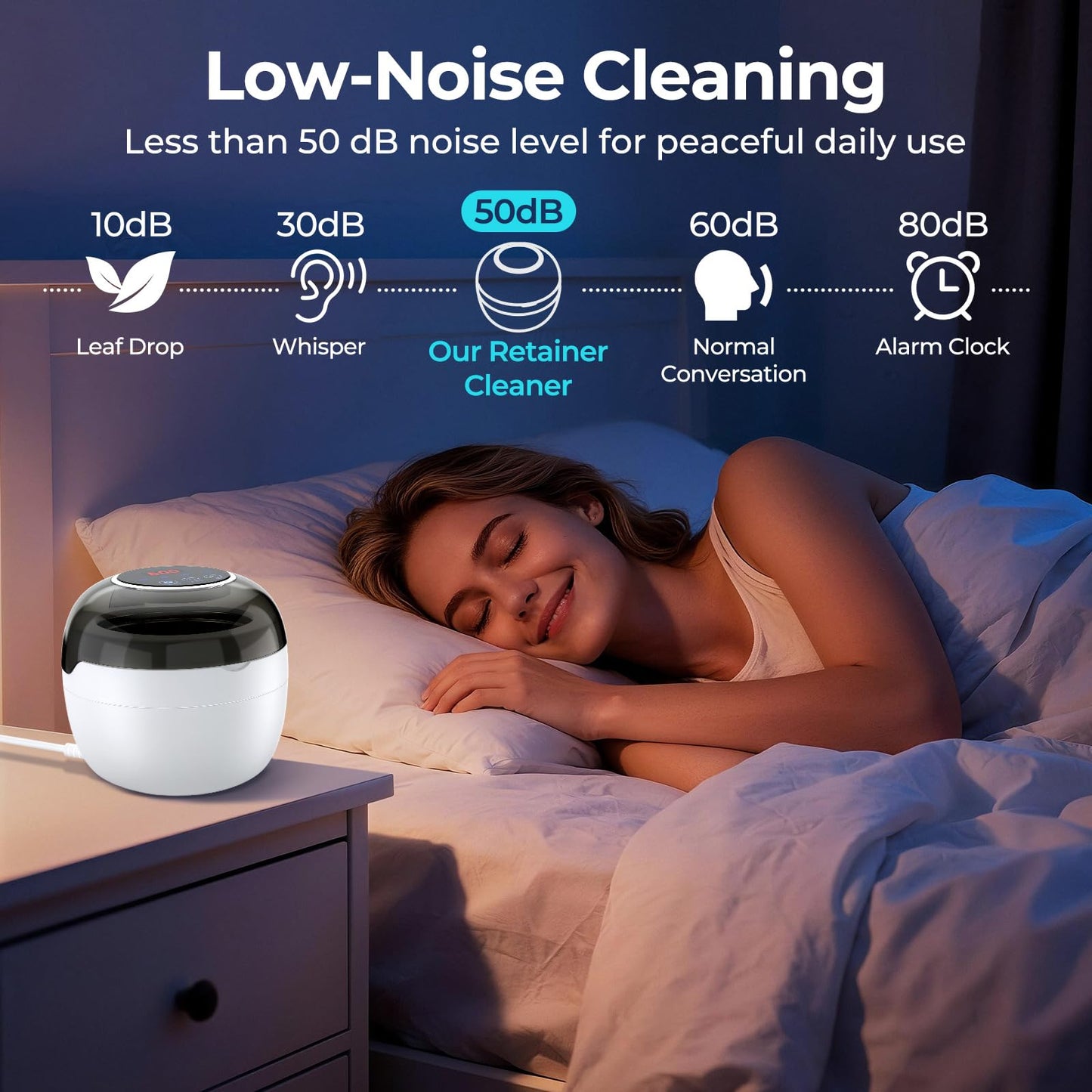 Ultrasonic Retainer Cleaner – 45kHz, 250ml, UV Cleaning for Retainers, Dentures