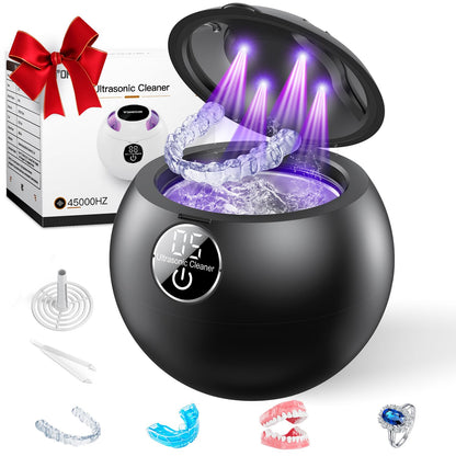 Ultrasonic Retainer Cleaner Machine - 45kHz, 200ml Pod, 3 Modes, Black